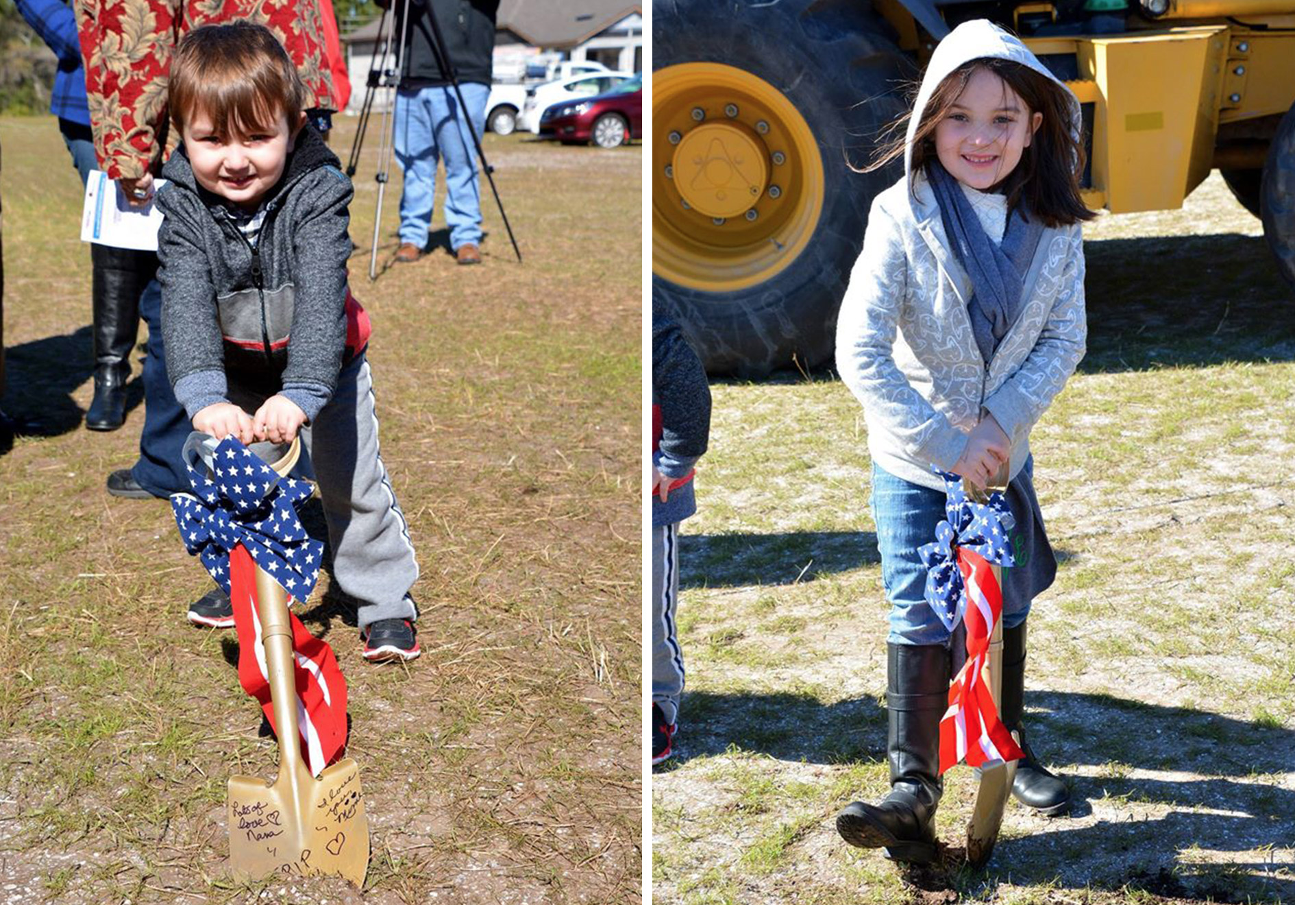 David and Carolyn's children at the groundbreaking for their new home